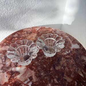 Glass flower candlestick holders